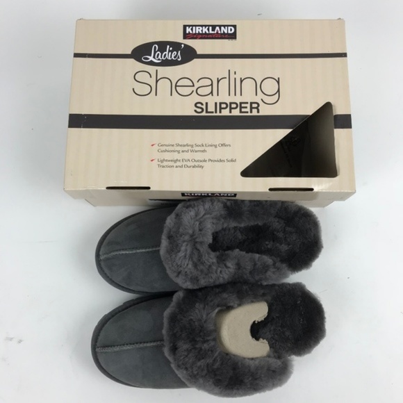 New KIRKLAND Ladie's Shearling Slippers Grey - Picture 2 of 2